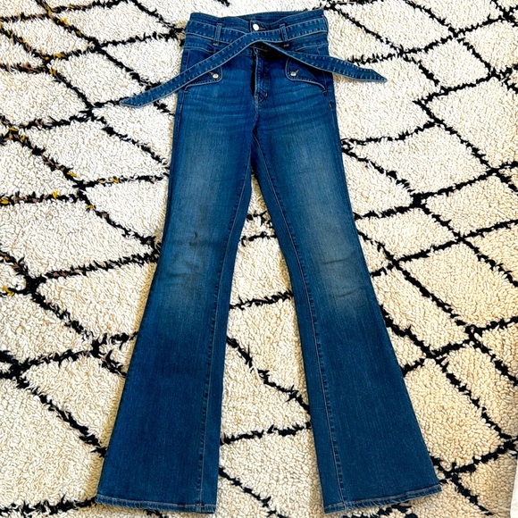 Veronica Beard super high rise belted flare leg jeans 26 GUC - Picture 1 of 6